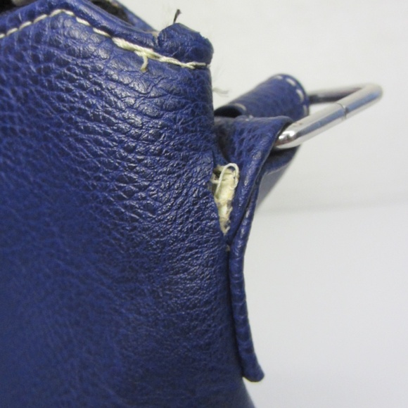 BOC Vinyl Blue Faux Leather Crossbody Adjustable Strap Medium Zip Close - Picture 14 of 16